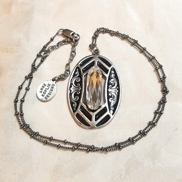 𝅺VTG Anne Koplik Designs Deco Style Crystal Necklace - Picture 3 of 5